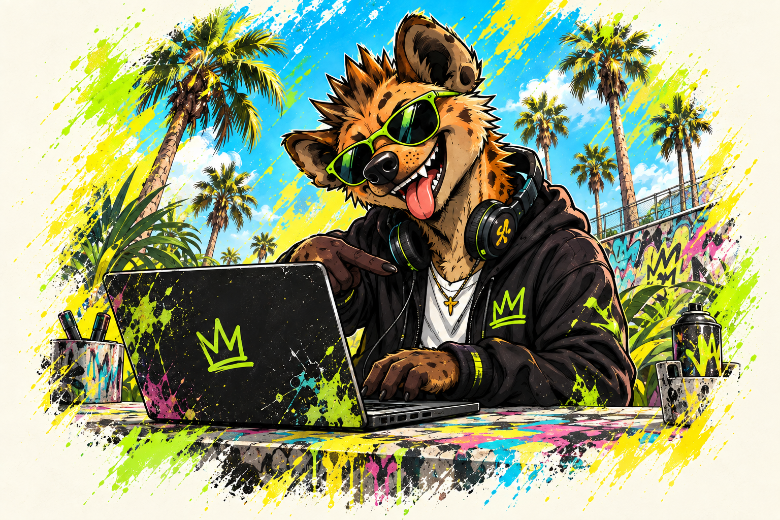 The hyena at a laptop